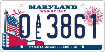 MD license plate 0AE3861