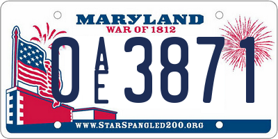 MD license plate 0AE3871