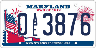 MD license plate 0AE3876