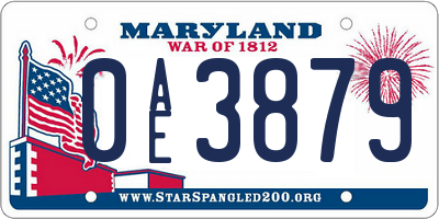 MD license plate 0AE3879