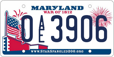MD license plate 0AE3906