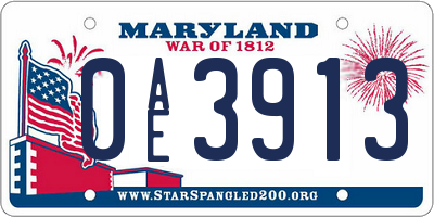 MD license plate 0AE3913