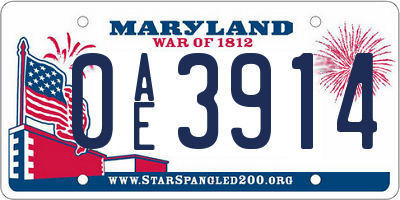 MD license plate 0AE3914