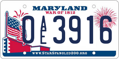 MD license plate 0AE3916