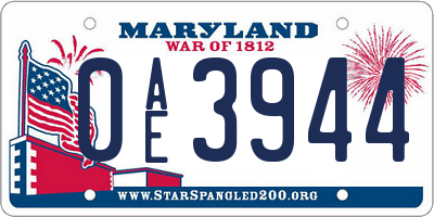 MD license plate 0AE3944