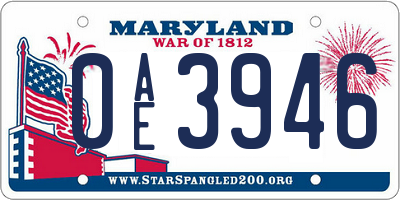 MD license plate 0AE3946