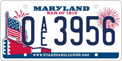 MD license plate 0AE3956