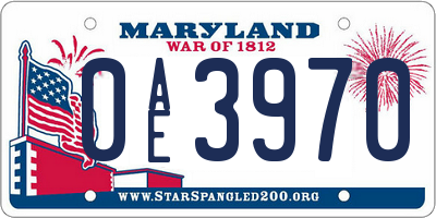 MD license plate 0AE3970
