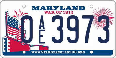 MD license plate 0AE3973