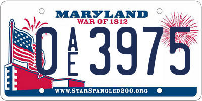 MD license plate 0AE3975