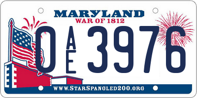 MD license plate 0AE3976