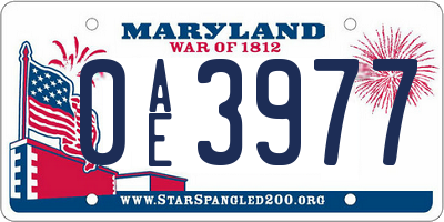 MD license plate 0AE3977