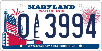 MD license plate 0AE3994