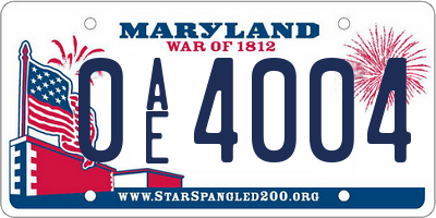MD license plate 0AE4004
