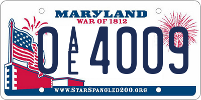 MD license plate 0AE4009