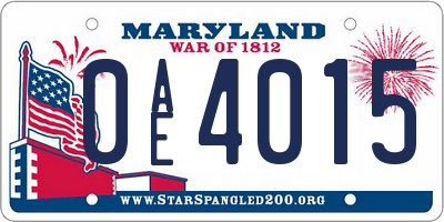 MD license plate 0AE4015