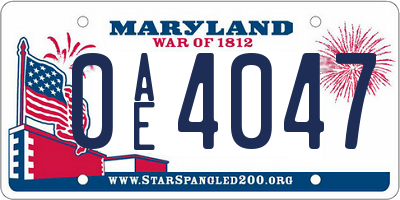 MD license plate 0AE4047