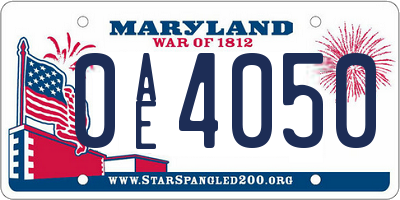 MD license plate 0AE4050
