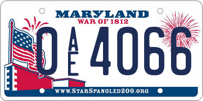 MD license plate 0AE4066