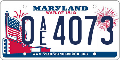 MD license plate 0AE4073