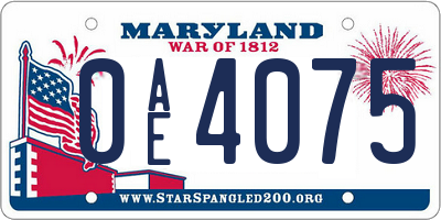 MD license plate 0AE4075