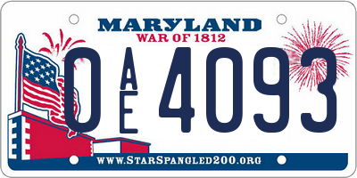 MD license plate 0AE4093