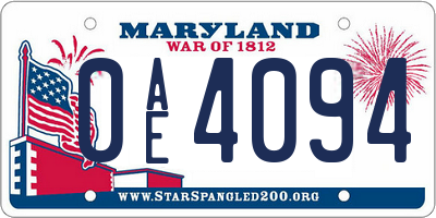 MD license plate 0AE4094