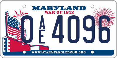MD license plate 0AE4096