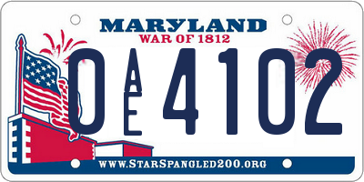 MD license plate 0AE4102