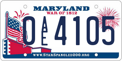 MD license plate 0AE4105