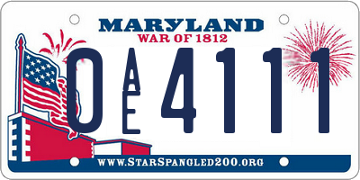 MD license plate 0AE4111