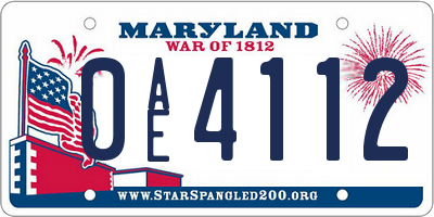 MD license plate 0AE4112