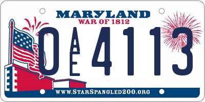MD license plate 0AE4113
