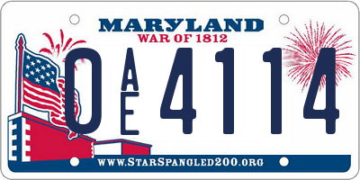 MD license plate 0AE4114