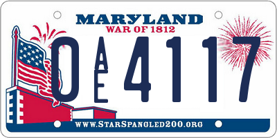 MD license plate 0AE4117