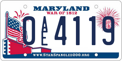 MD license plate 0AE4119