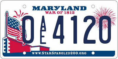 MD license plate 0AE4120