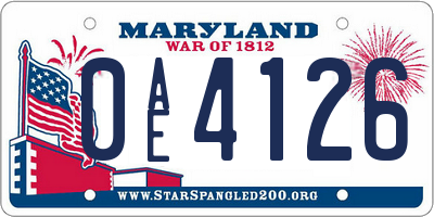 MD license plate 0AE4126