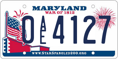 MD license plate 0AE4127