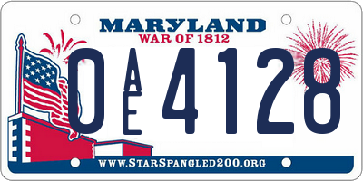 MD license plate 0AE4128