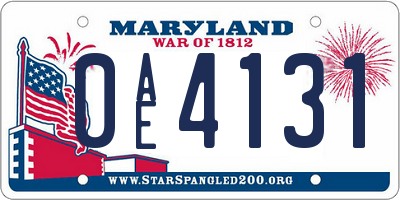 MD license plate 0AE4131