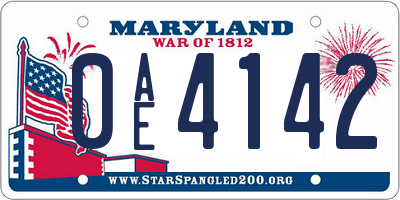 MD license plate 0AE4142