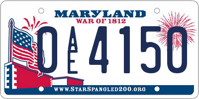 MD license plate 0AE4150