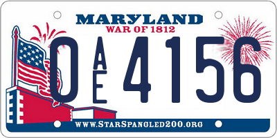 MD license plate 0AE4156