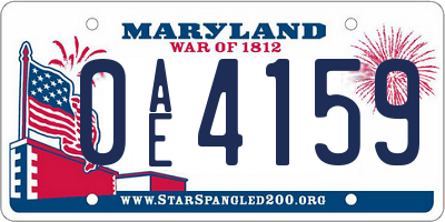 MD license plate 0AE4159