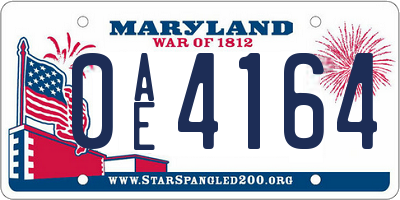 MD license plate 0AE4164