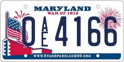 MD license plate 0AE4166