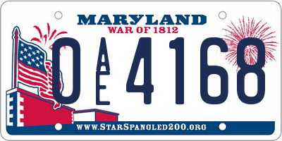 MD license plate 0AE4168