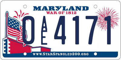 MD license plate 0AE4171