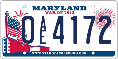 MD license plate 0AE4172